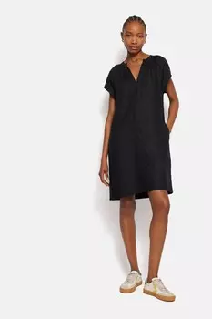 Льняное платье-футболка с рюшами Jigsaw, черный