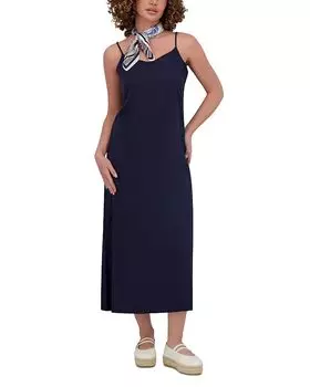 Льняное платье-футляр A Line Slip Dress Point, синий