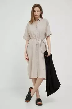 Льняное платье Gant, бежевый