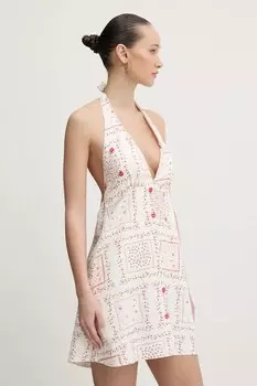 Льняное платье Hollister Co., бежевый