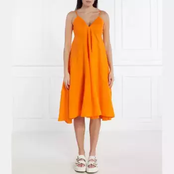 Льняное платье каран Silvian Heach, оранжевый