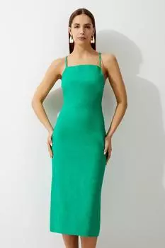 Льняное платье-карандаш премиум-класса с корсетной спинкой и миди Karen Millen, зеленый