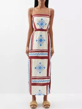 Льняное платье kay pacha с завязками на спине Johanna Ortiz, белый