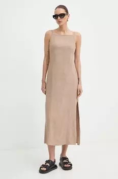Льняное платье Marella, бежевый