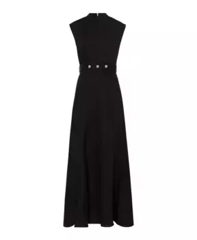 Льняное платье макси без рукавов с воротником стойкой Ivy Oak, черный