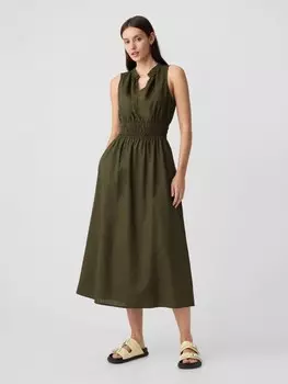 Льняное платье макси Gap, зеленый