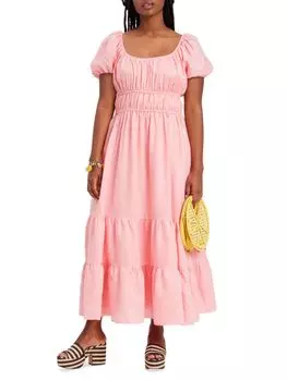 Льняное платье макси Riviera со сборками Kate Spade New York, цвет Sea Star