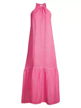 Льняное платье макси с бретелькой на бретельках 120% Lino, фуксия