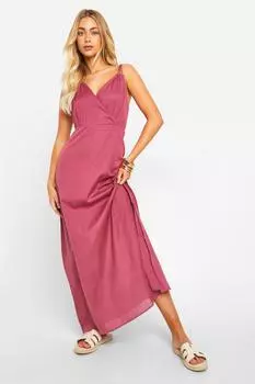 Льняное платье макси с кольцами boohoo, розовый
