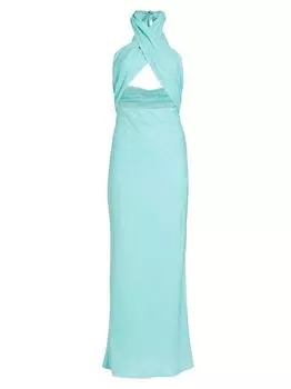 Льняное платье макси Yabba с лямкой на шее Simon Miller, синий