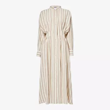 Льняное платье макси yole в полоску Max Mara, белый