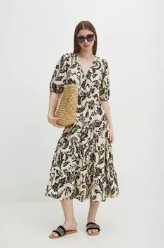 Льняное платье Medicine, бежевый