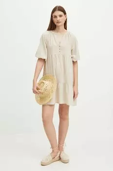 Льняное платье Medicine, бежевый