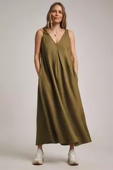 Льняное платье миди Anthology by с закрученными бретелями Jd Williams, зеленый