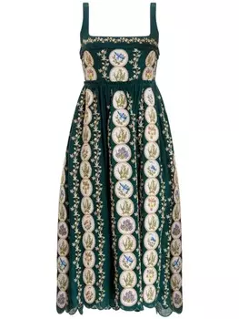 Льняное платье миди Barbara Alquimia Agua By Agua Bendita, зеленый