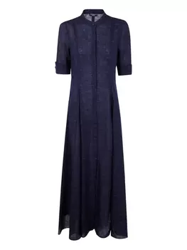 Льняное платье миди Emporio Armani, синий