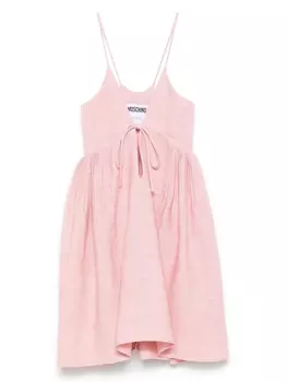 Льняное платье миди Moschino, розовый