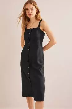 Льняное платье миди на бретелях Boden, черный