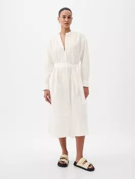 Льняное платье миди оверсайз Gap, белый
