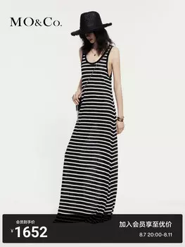 Льняное платье Moco ручной работы в полоску с потертостями, черно-белый