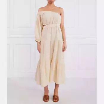 Льняное платье пуа Pepe Jeans London, экрю