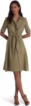 Льняное платье-рубашка LAUREN Ralph Lauren, цвет Olive Fern