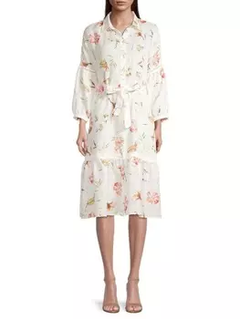 Льняное платье-рубашка Lino с рукавами-крестьянками, белый