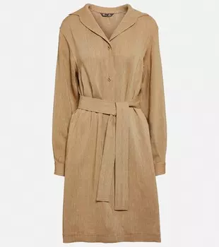 Льняное платье-рубашка LORO PIANA, бежевый