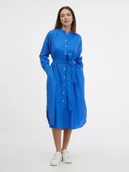 Льняное платье-рубашка миди Gap, синий