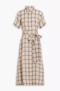 Льняное платье-рубашка миди в клетку LISA MARIE FERNANDEZ, румян