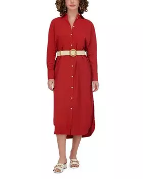 Льняное платье-рубашка Point, оранжевый