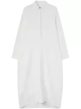 Льняное платье-рубашка с длинными рукавами JIL SANDER, белый