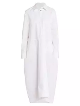 Льняное платье-рубашка с покрытием Jil Sander, белый