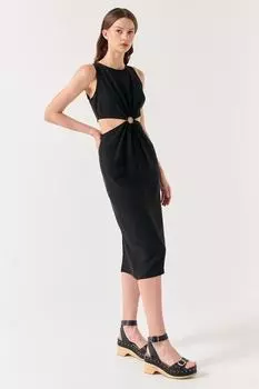 Льняное платье с дырками Jimmy Key, черный