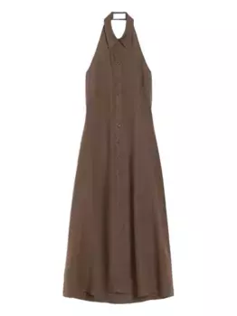 Льняное платье с халтернеем I BLUES, коричневый