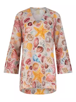 Льняное платье с принтом «ракушки» PARAMIDONNA, коричневый