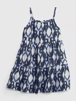 Льняное платье с узором Gap, синий