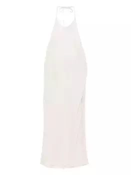 Льняное платье с вырезом халтер James Perse, нейтральный