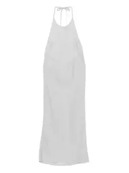 Льняное платье с вырезом халтер James Perse, серый