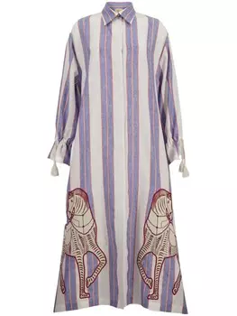 Льняное платье с вышивкой PAULA, синий