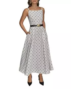 Льняное платье-трапеция Donna Karan, белый