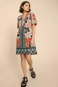 Льняное платье-трапеция June White Stuff, бежевый