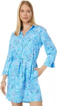 Льняное платье-туника Pilar Lilly Pulitzer, цвет Amalfi Blue By The Seashore