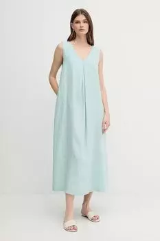 Льняное платье United Colors Of Benetton, бирюзовый