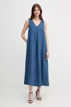 Льняное платье United Colors Of Benetton, темно-синий