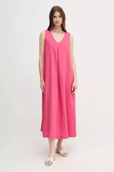 Льняное платье United Colors Of Benetton, бежевый