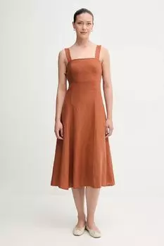 Льняное платье United Colors Of Benetton, оранжевый