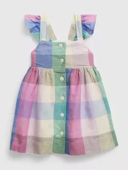 Льняное платье в клетку Gap, мультиколор