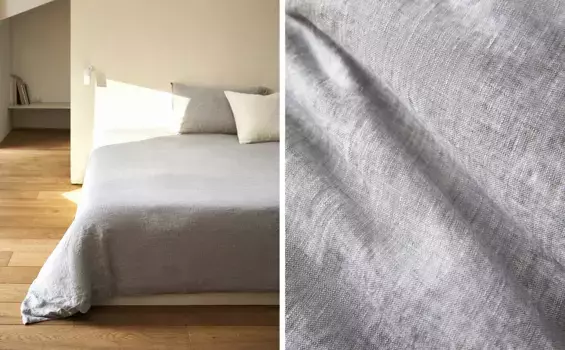 Льняное пододеяльник Zara Home, серый