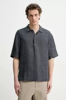 Льняное поло BARENA VENEZIA Camicia Mola, серый